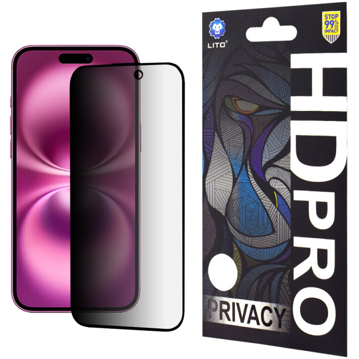 Folie Protecție Lito HD Pro Apple iPhone 16 Plus Sticlă Securizată Full Glue
