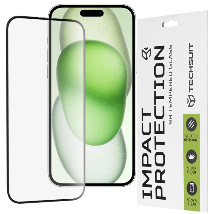 Folie Protecție Techsuit Apple iPhone 16 Plus / 15 Plus Sticlă Securizată Full Glue 111D
