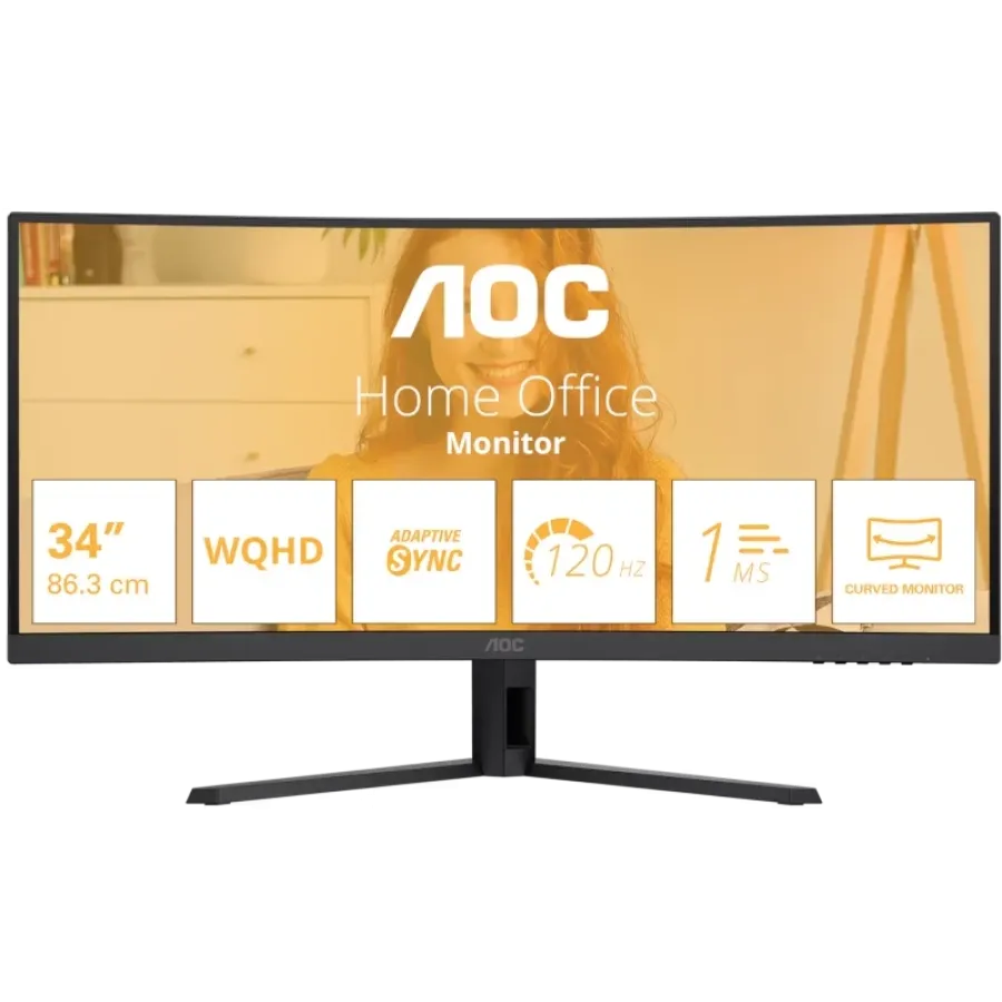 Monitor Curbat AOC CU34B3E VA 34Inch 1500R 3440x1440 120Hz VESA 100x100 Negru