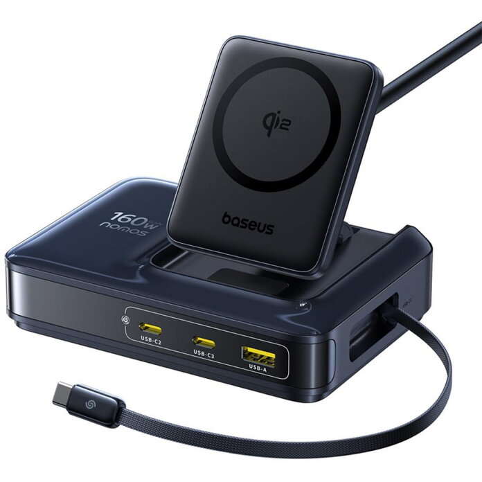 Incarcator Baseus Statie Nomos NH21 QI 5in1 160W 5A 1 x USB-A - 2 x USB-C Negru