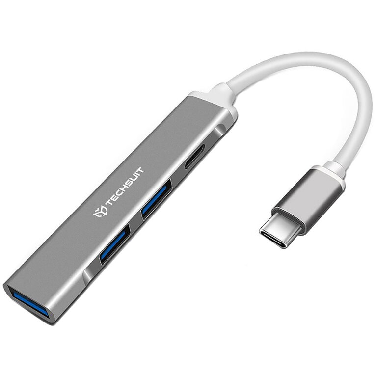 Hub USB Techsuit H18 PolarisBridge 4in1 Gri Alb