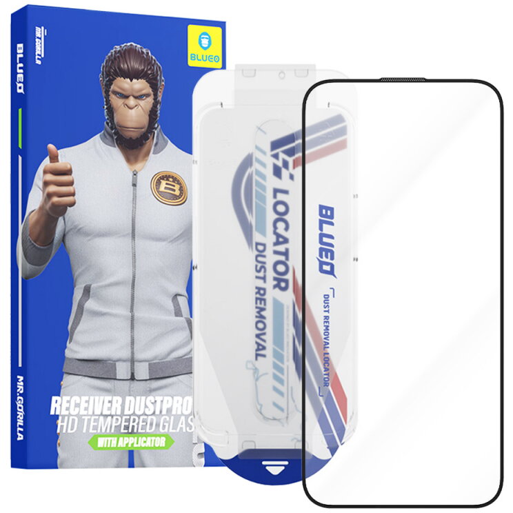 Folie Protecție Blueo Anti-Dust HD Applicator Pro Apple iPhone 15 Pro Max Sticlă Securizată Full Glue
