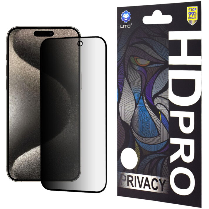 Folie Protecție Lito HD Pro Apple iPhone 15 Pro Max Sticlă Securizată Full Glue