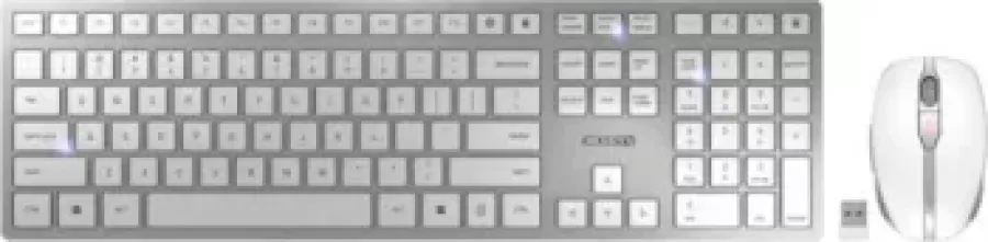 Kit Tastatura și Mouse Cherry JD-9100EU-1 / DW 9100 Slim Wireless Layout US Intl + EU Argintiu