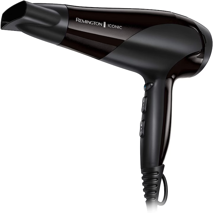 Uscător de Par Remington D3198 Putere 2200W 3 Nivele de Căldura 2 Viteze Ionic Negru — imaginea 2