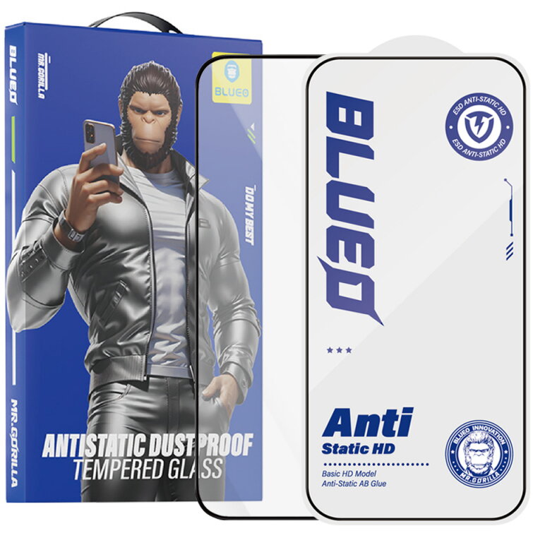 Folie Protecție Blueo Anti-Static HD Apple iPhone 15 Pro Sticlă Securizată Full Glue