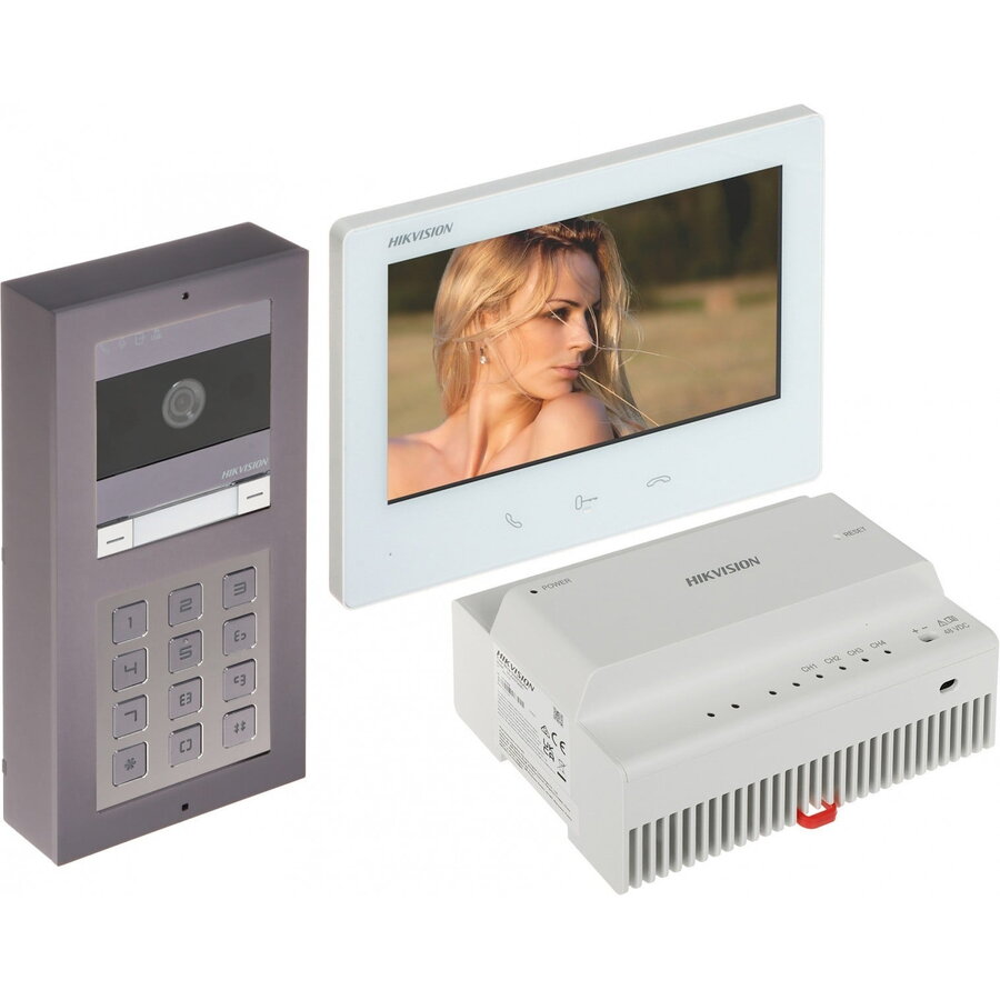 Monitor Videointerfon Hikvision DS-KIS704EY-ACW2 Grey White