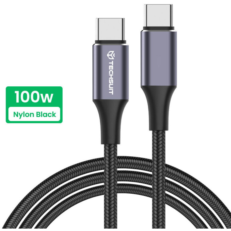 Cablu Date și Încărcare Techsuit USB-C - USB-C PCB018 100W 1m Negru