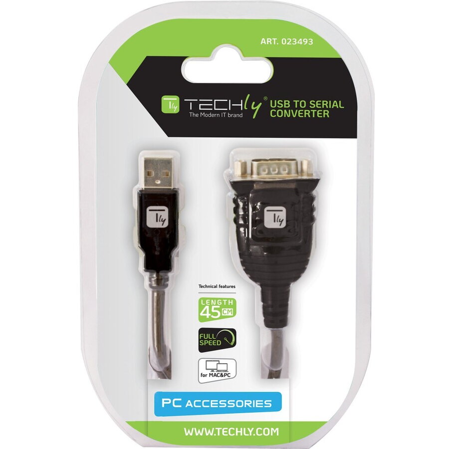 Adaptor Convertor Techly IDATA USB-SER-2T USB Serial in Blister Translucid — imaginea 3
