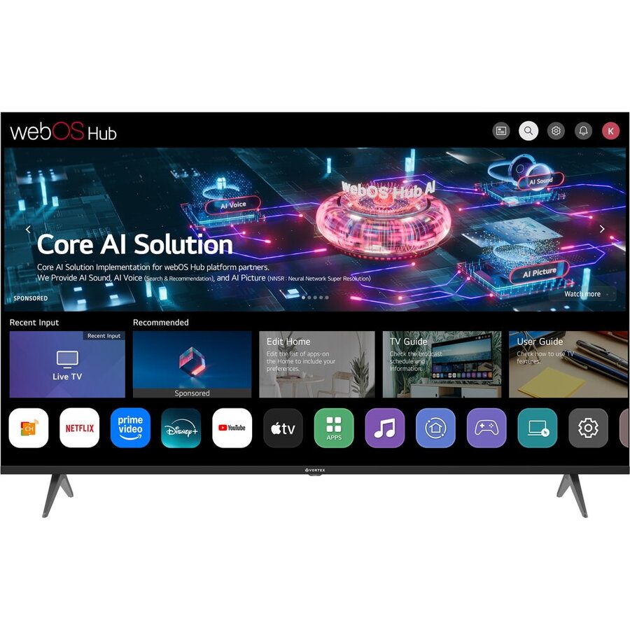 Televizor LED Smart V65EVA2UW3S 65Inch / 163CM 4K Ultra HD Wi-Fi WebOS Negru