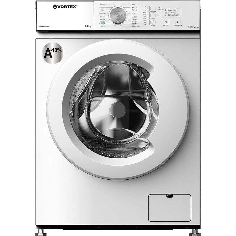 Mașina de Spălat Rufe Frontală Vortex VMA61002S Slim 6KG 1000RPM 16 Programe Steam Clasa A Alb