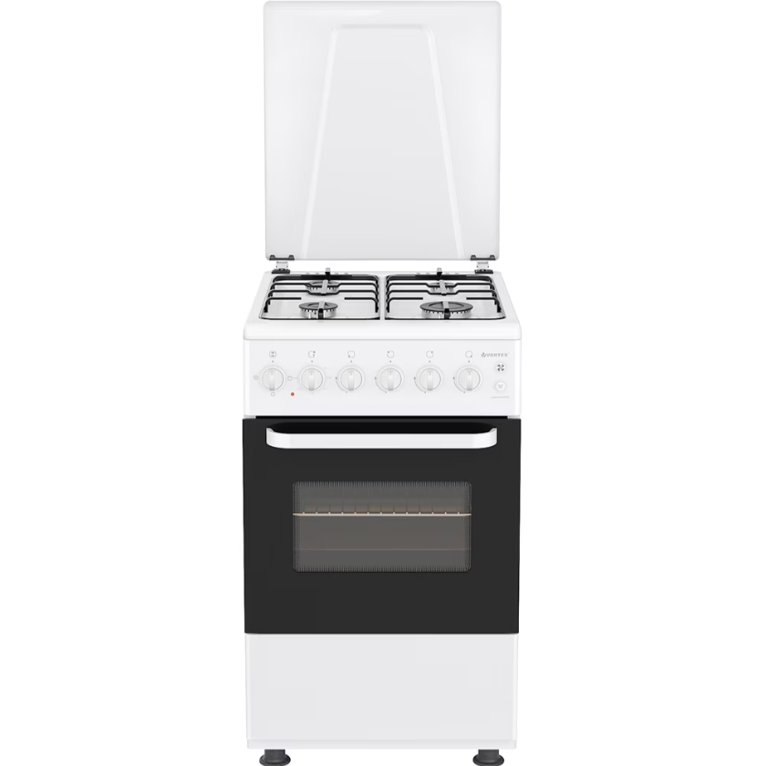 Aragaz Mixt Vortex VAM5060WH02K 4 Arzatoare pe Gaz Aprindere Electrica Cuptor Electric 52L Lățime 50CM Alb