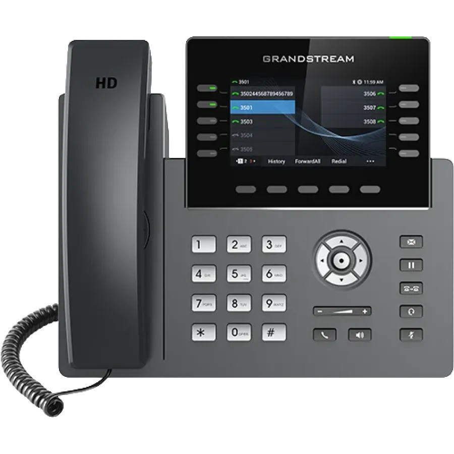 Telefon Fix IP Profesional Grandstream GRP2615 cu 10 Linii Display LCD 4.3Inch Bluetooth Wi-Fi Gri Închis