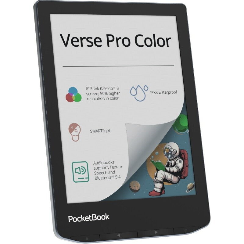 eBook Reader PocketBook Verse Pro Color S PB634K3-1-WW-B Ecran Color E Ink 6Inch Stocare 16GB Wi-Fi BT IPX8 Stormy Sea