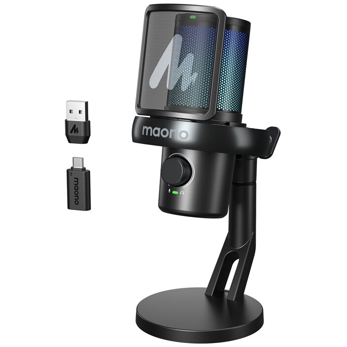 Microfon Gaming DM40 Pro Tehnologie AI Suport de Birou Negru