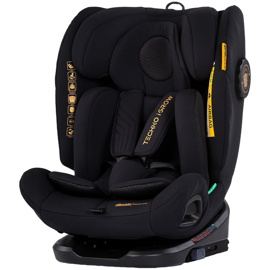 Scaun Auto Copii Techno iGrow I-Size 40-150CM cu Sistem Isofix si Sezut Rotativ Varsta 0 - 12 Ani Negru