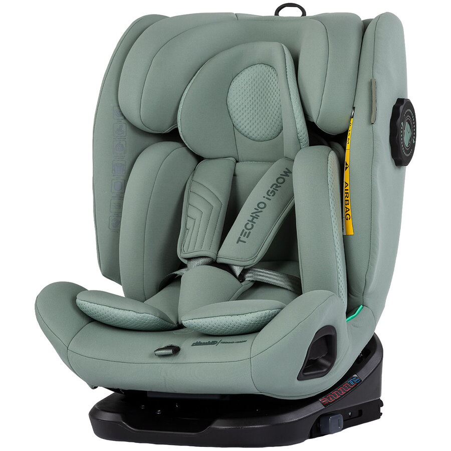 Scaun Auto Copii Techno iGrow I-Size 40-150CM cu Sistem Isofix si Sezut Rotativ Varsta 0 - 12 Ani Matcha