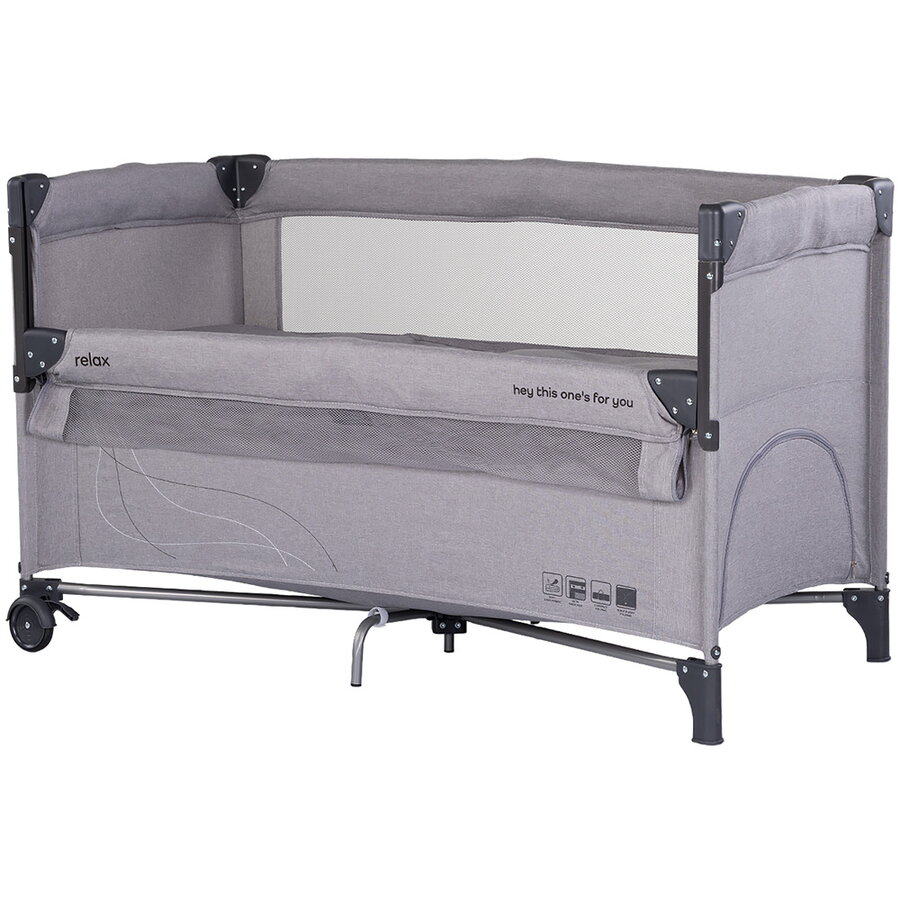 Patut Pliabil Relax cu Laterala Culisanta Varsta 0 Luni+ Maxim 15 KG Platinum Linen