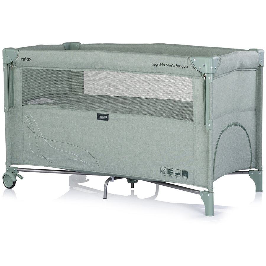 Patut Pliabil Relax cu Laterala Culisanta Varsta 0 Luni+ Maxim 15KG Matcha Linen