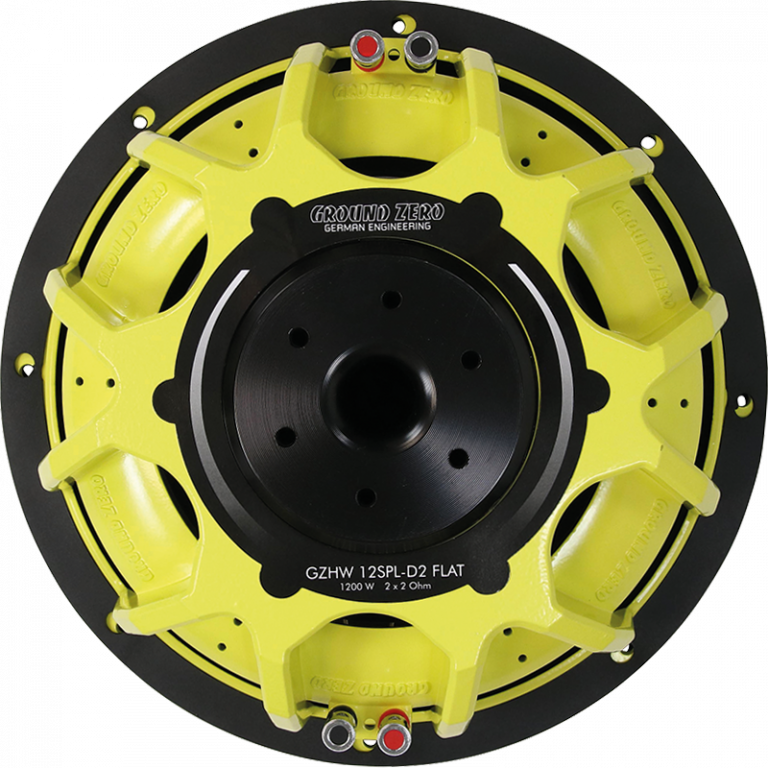 Subwoofer Auto GROUND ZERO GZHW 12SPL-D2 FLAT 30CM (12″) 1200W Galben — imaginea 4