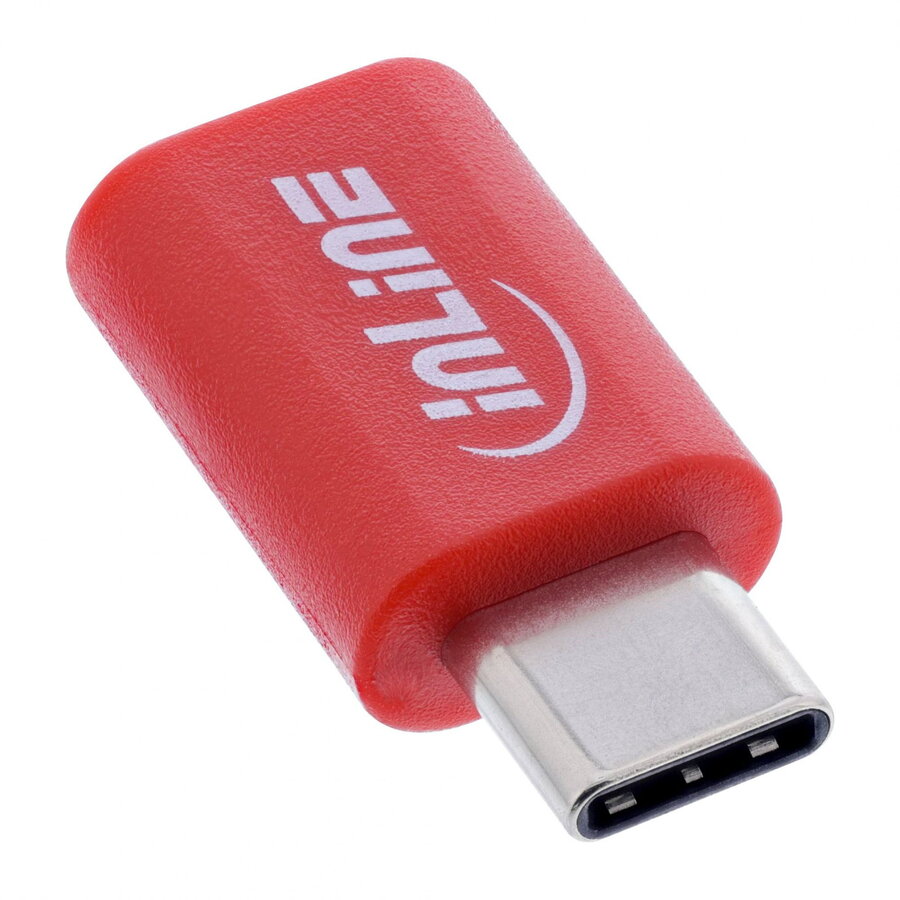 Adaptor InLine USB Type C T-M Data Blocker 240W PD Roșu