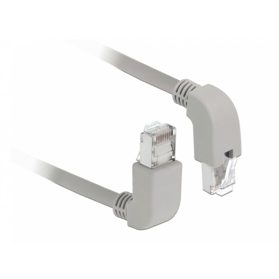 Cablu De Rețea Delock RJ45 Cat 6 S/FTP LSOH Unghi Jos/Unghi Sus 1m Gri