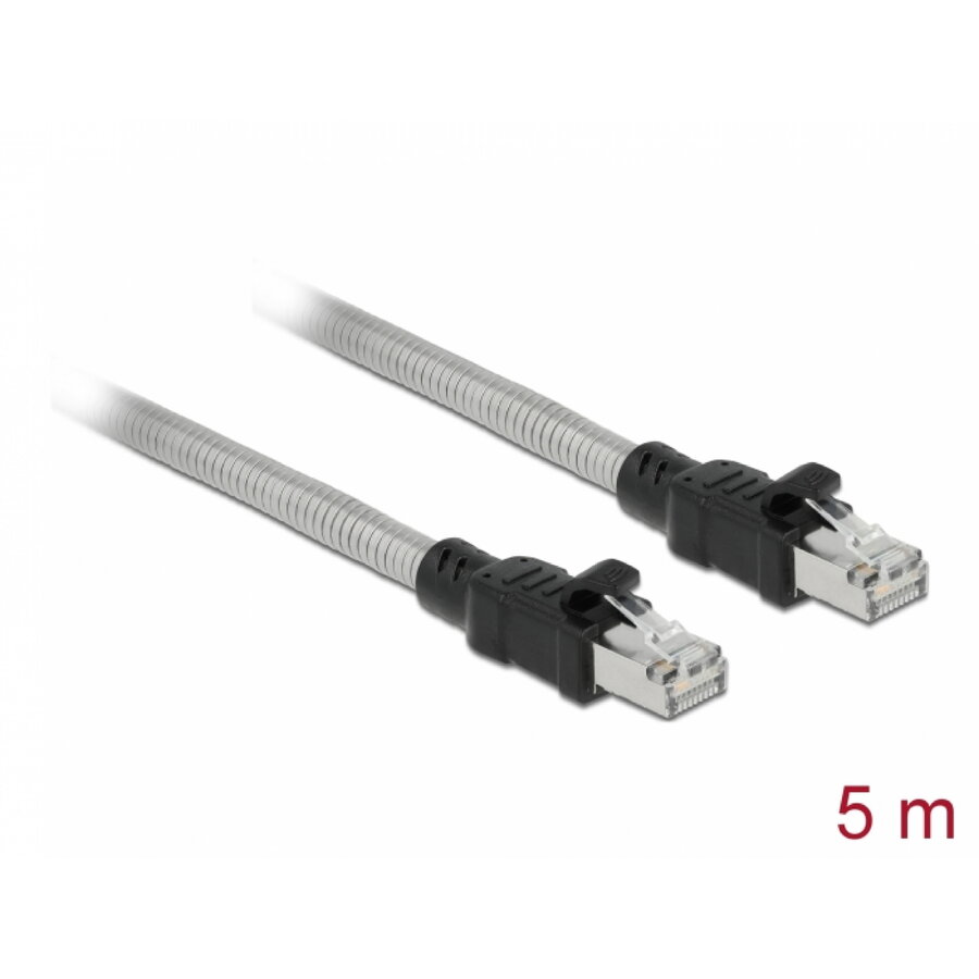 Cablu De Rețea Delock RJ45 Cat.6A FTP Cu Izolație Metalica 5m Argintiu