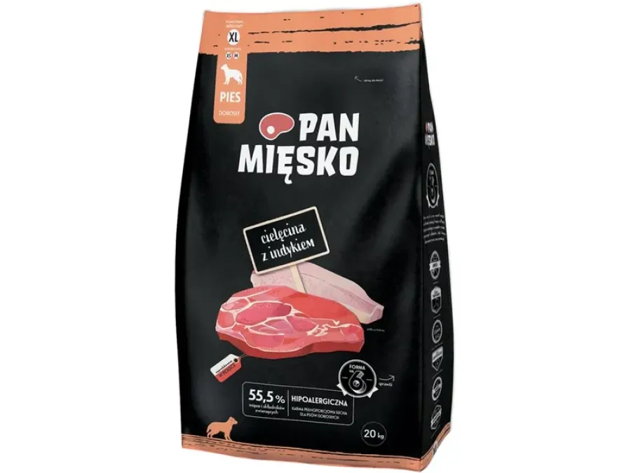 Hrana Uscata pentru Câini PAN MIĘSKO cu Vitel și Curcan XL 20kg
