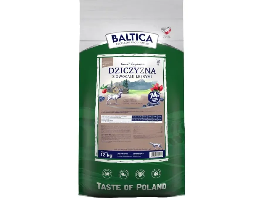 Hrana Uscata pentru Câini BALTICA cu Carne de Cerb și Fructe de Pădure 12kg