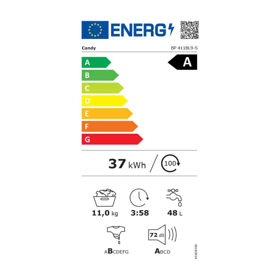 Mașina de Spălat Rufe Frontală Candy ProWash 550 BP 411BL9-S 11KG 1400RPM Motor Inverter ProActive Wash WiFi/hOn Clasa A Alb — imaginea 6