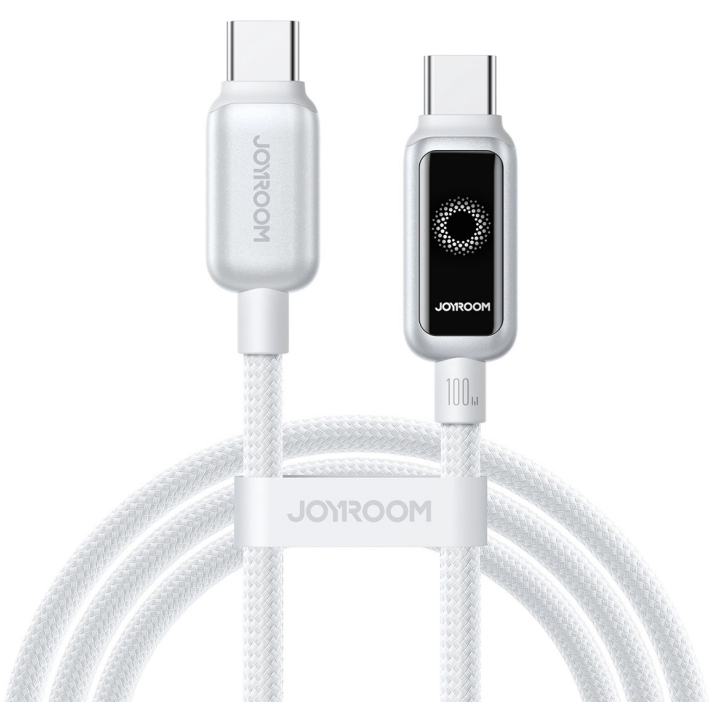 Cablu Date și Încărcare Joyroom USB-C - USB-C S-A55 StarFlight Display 100W 1.2m Alb