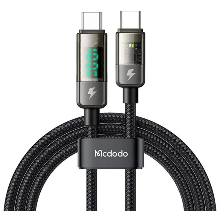 Cablu Date și Încărcare Mcdodo USB-C - USB-C CA-3610 Display Auto Power Off 100W 1.2m Negru