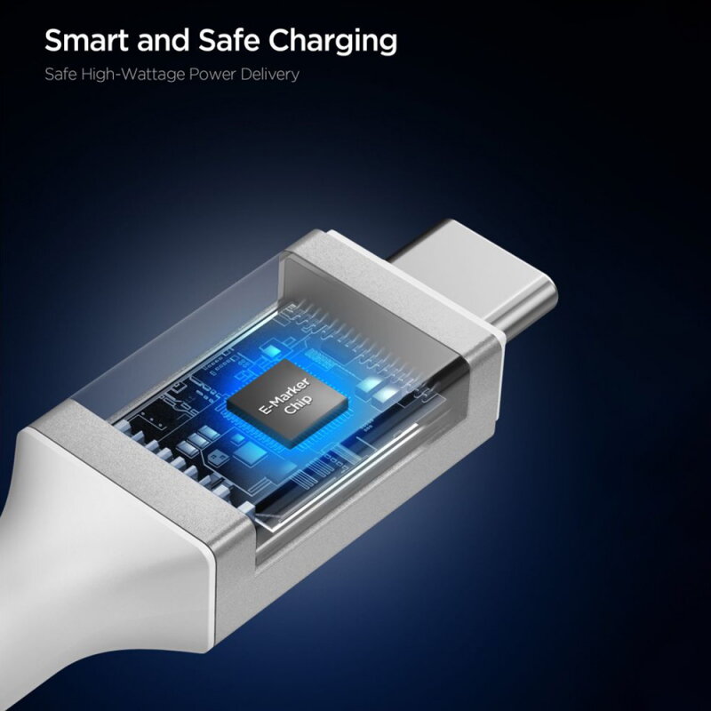 Cablu Date și Încărcare Spigen USB-C - USB-C EB10015CC 100W 1.5m Alb — imaginea 3