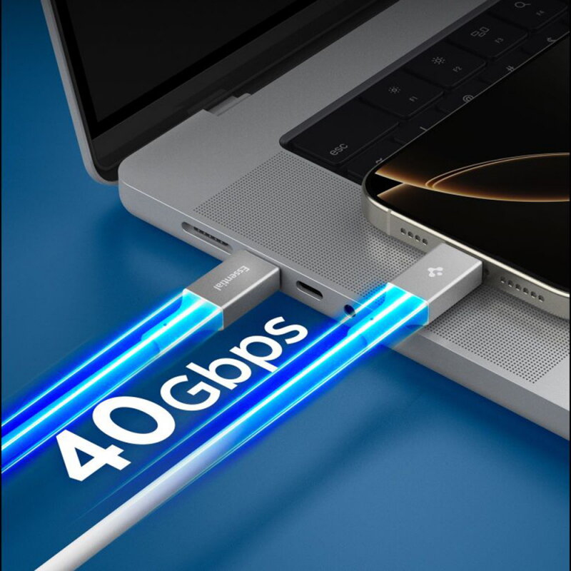 Cablu Date și Încărcare Spigen USB-C - USB-C EB24015CC 240W 1.5m Alb — imaginea 3