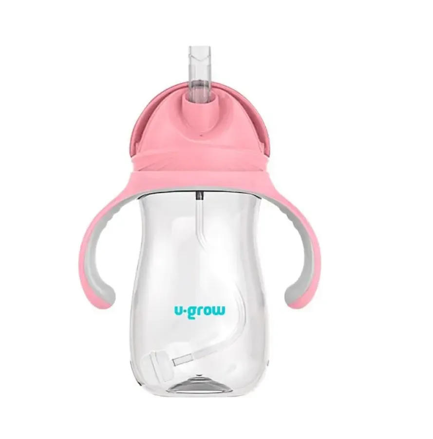 Cană cu Pai și Mânere U-grow UG-895PK Tritan 300ML Roz