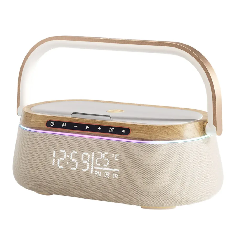 Boxa iHunt Premium Multifuncțională BedSide 9-in-1 15W Bluetooth Maro/Aspect De Lemn