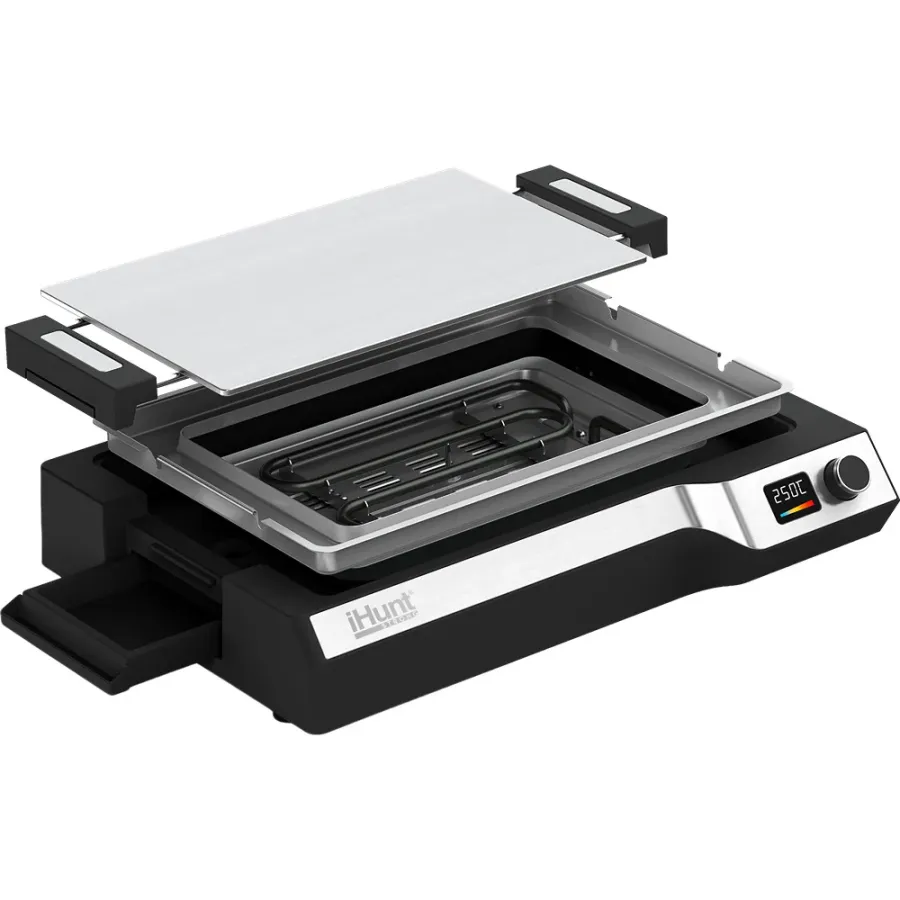 Plita electrica iHunt BRO Teppanyaki Grill, 1650W, Placa detașabilă Negru Argintiu — imaginea 5