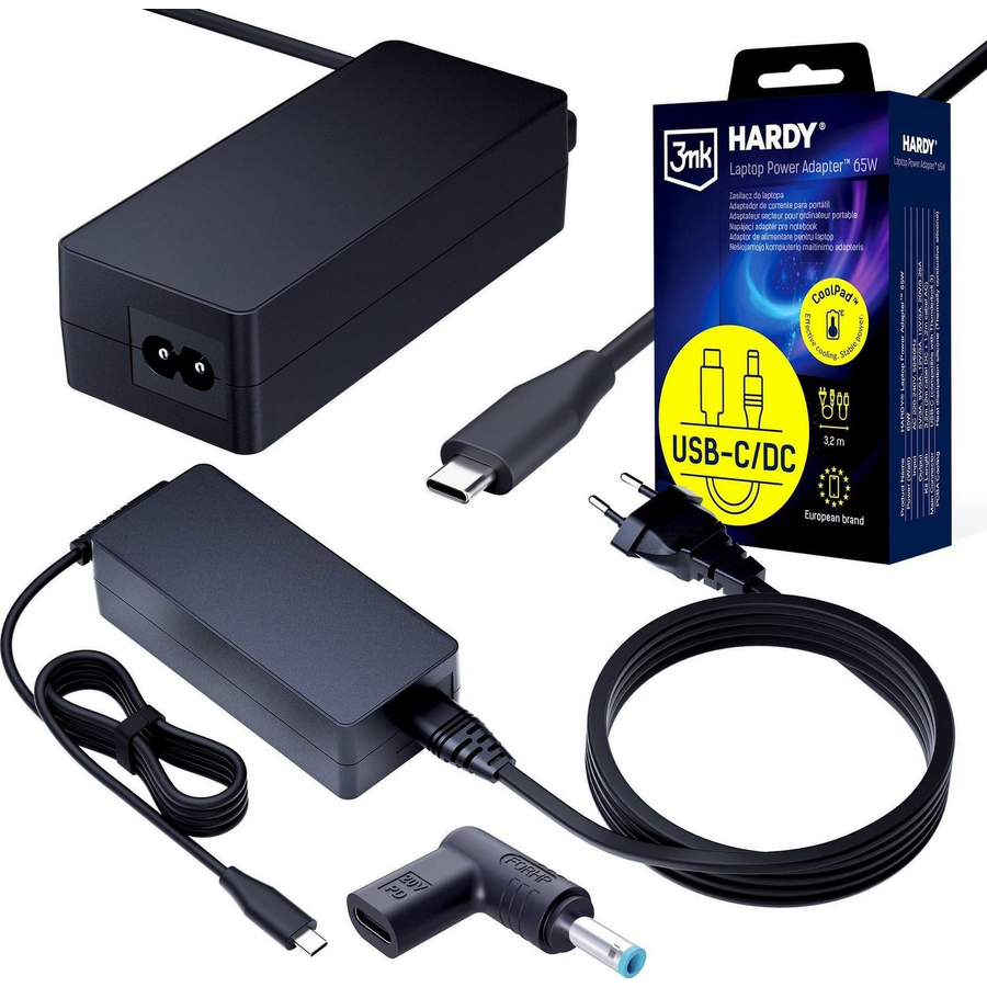 Incarcator 3MK HARDY 65W Acer/Sony 20V USB-C/DC 5.5 x 1.7mm Negru
