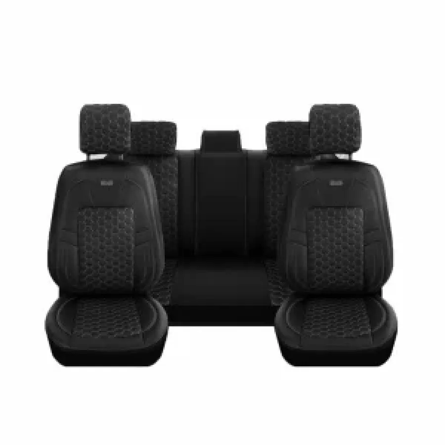 Set Huse Scaune Auto CED AUTO TRADE Piele Ecologică Universale Fata-Spate Diamond Design Negru