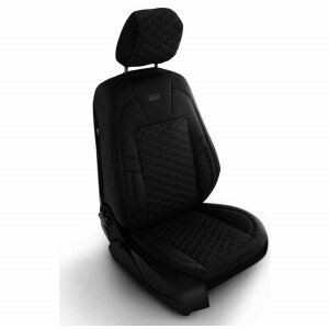 Set Huse Scaune Auto CED AUTO TRADE Piele Ecologică Universale Fata-Spate Diamond Design Negru — imaginea 2