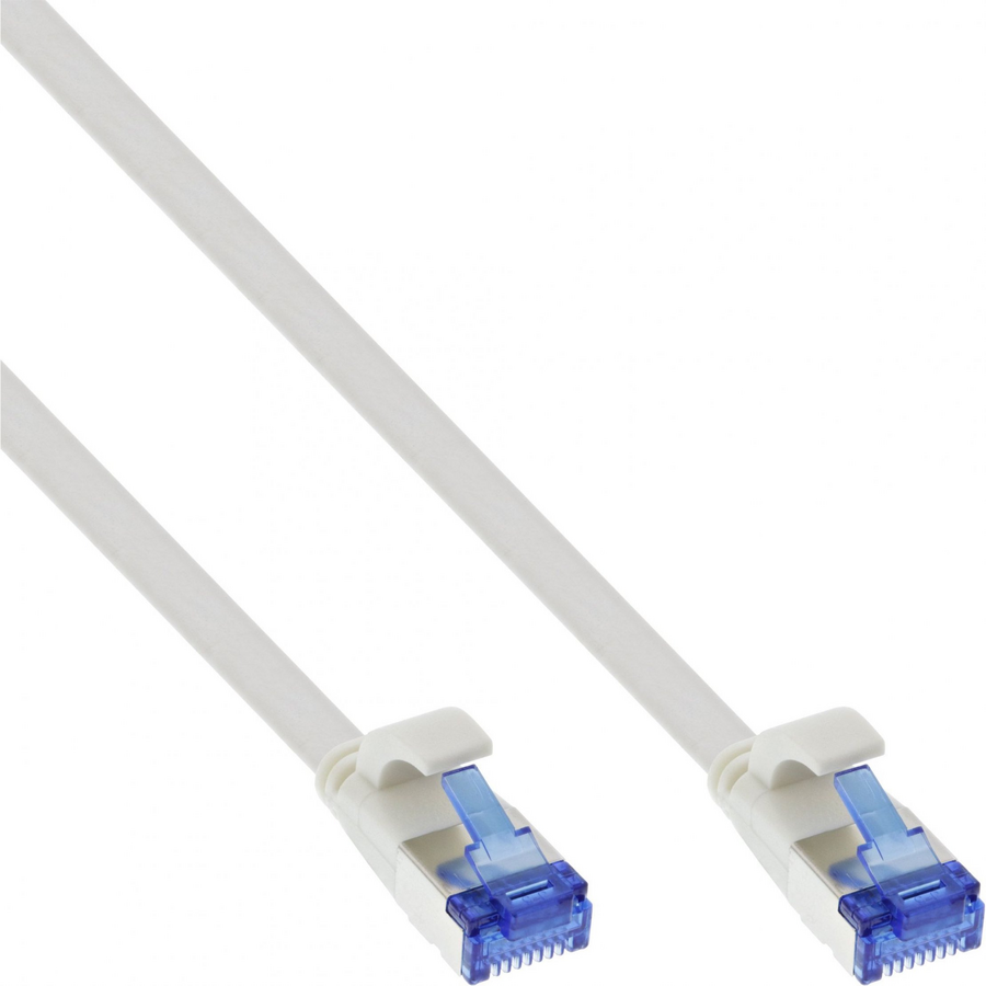 Cablu De Rețea InLine RJ45 flat FTP Cat.6A 20m Alb