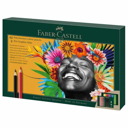 Set Creioane Colorate Faber-Castell Polychromos FC-210054 40 Bucati + 8 Creioane Grafit