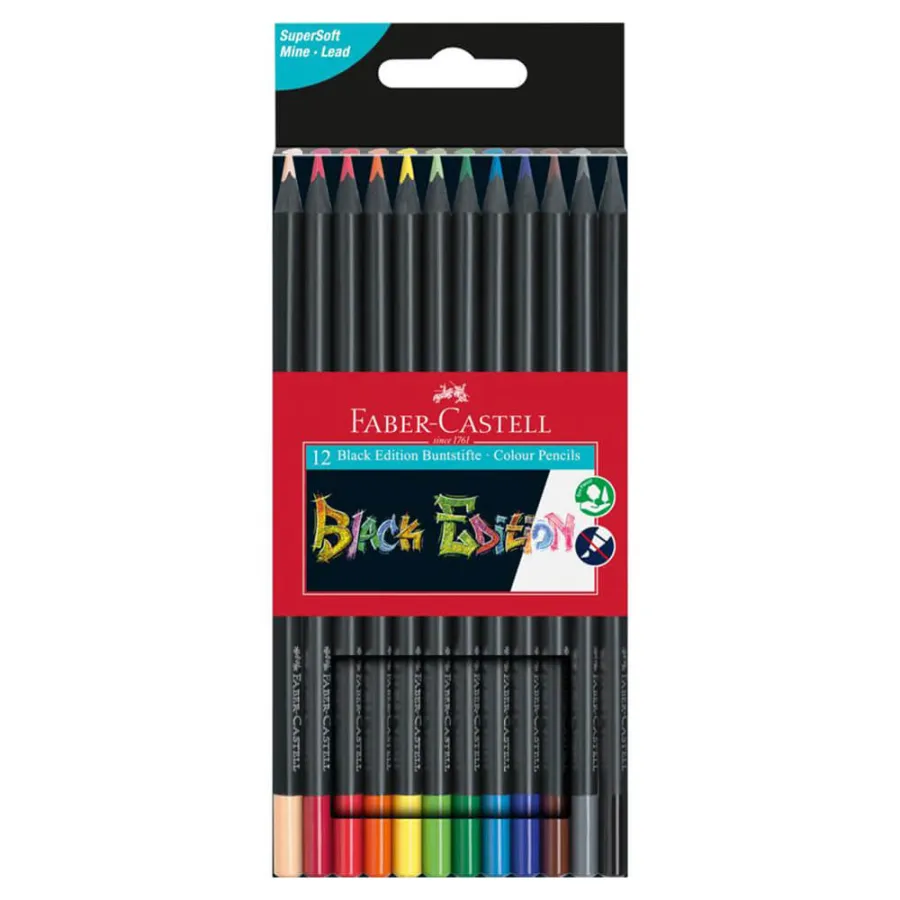Set Creioane Colorate Faber-Castell Black Edition FC-116412 12 Bucăți