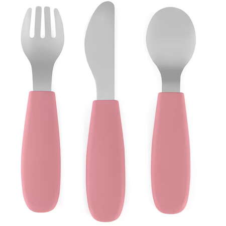 Set Complet Tacamuri Copii Petite&Mars Take&Match Inox si Silicon 12Luni+ Roz
