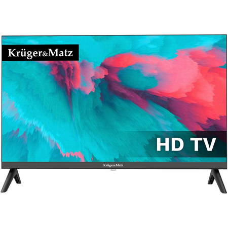 Televizor Kruger&Matz 24inch 61cm HD DVB-T2 H.265 HEVC 230/12V Negru
