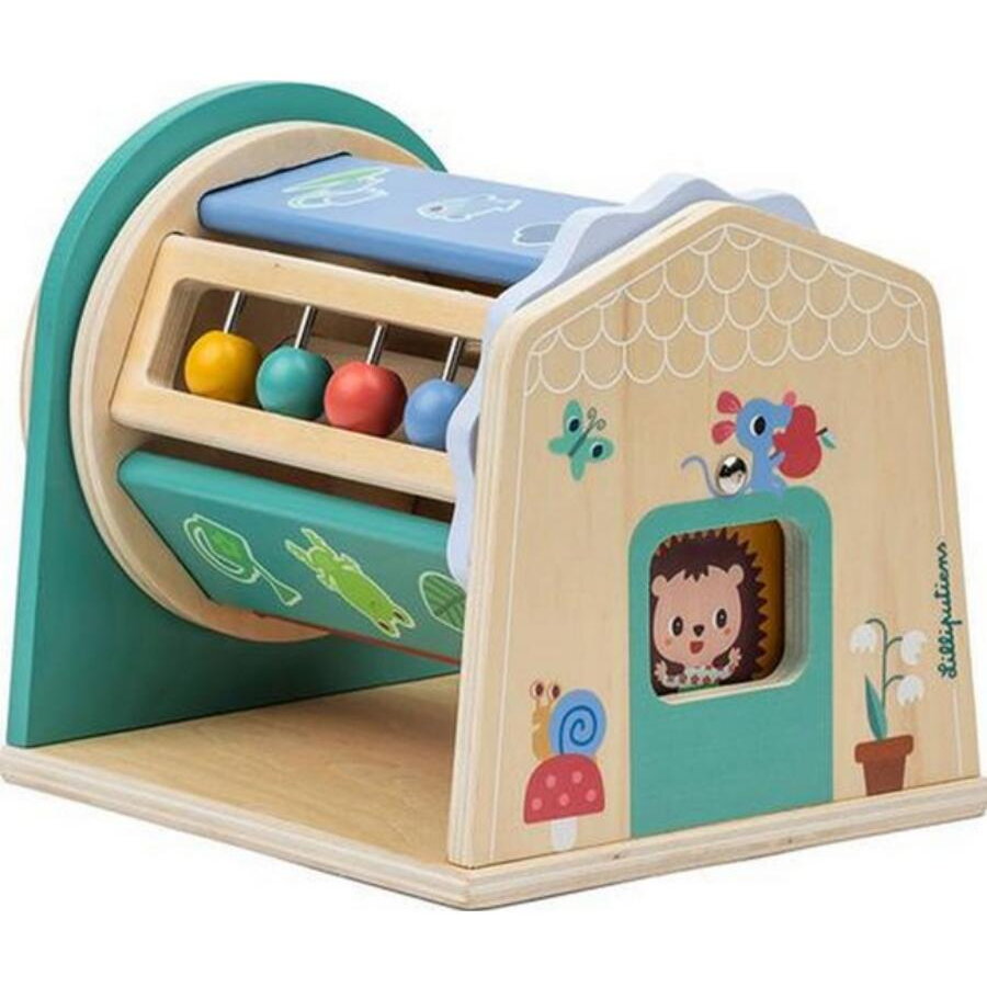 Jucărie Lilliputiens Lemn Cilindru Rotativ cu Oglindă Turnicolor 9Luni+ Multicolor