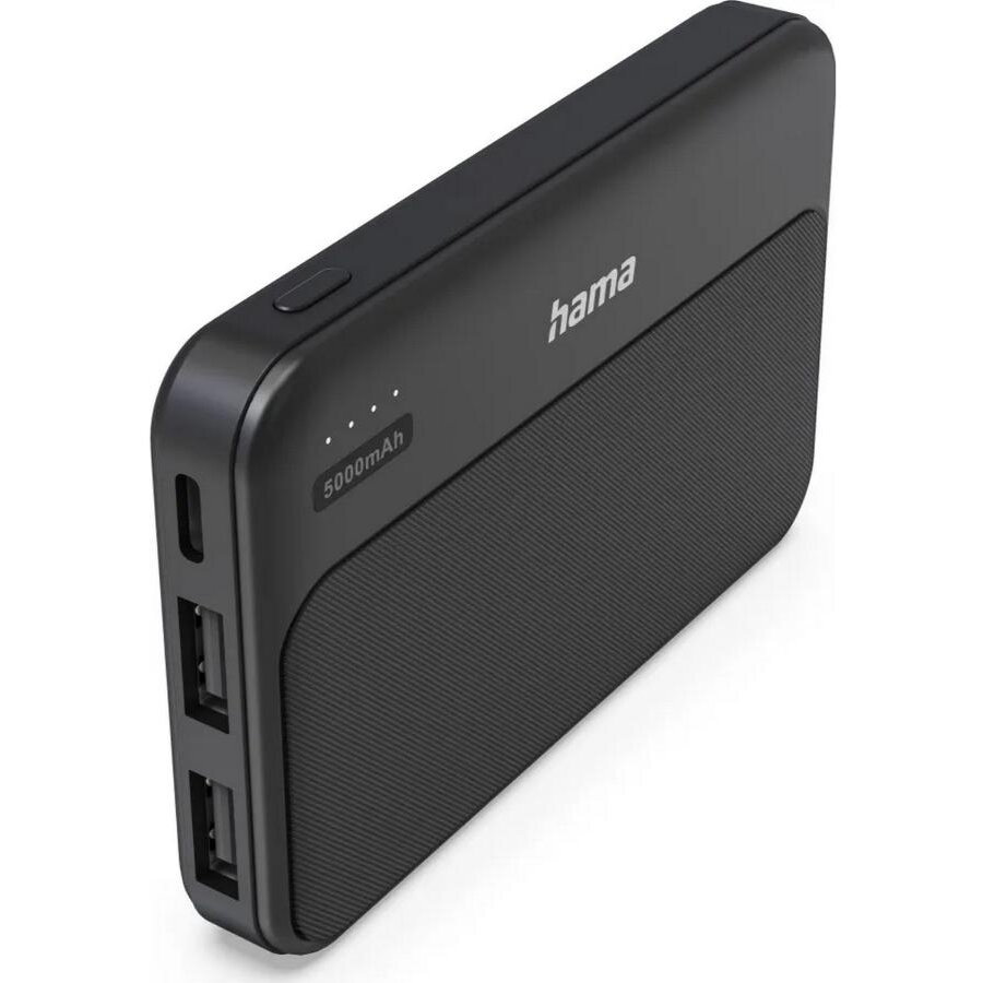 Acumulator Extern Hama Ultra-compact 5000MAh Indicator LED 2 Porturi USB Gri Antracit