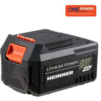Acumulator Heinner 18V 4.0Ah Li-Ion Tehnologie OnePower Negru