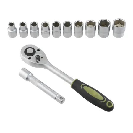 Set 12 Piese Heinner Cheie cu Clichet Reversibila 1/2inch Capete Chei Tubulare Argintiu