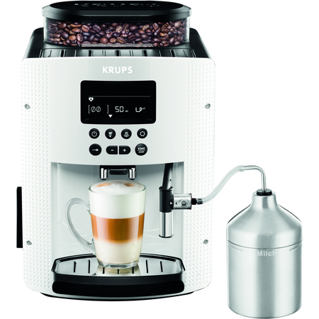 Espressor Automat Krups Espresseria EA816170 Rezervor Apa 1.7L Recipient Lapte Inclus 15 Bari Rasnita Ajustabila 1450W Alb